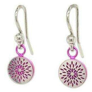 Ti2 Titanium Floral Print Drop Earrings - Pink