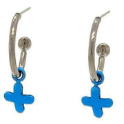 Ti2 Titanium Plus Charm Hoop Earrings - Dark Blue