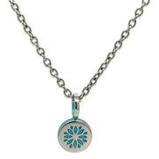 Ti2 Titanium Small Floral Print Pendant - Blue