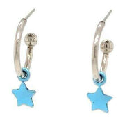 Ti2 Titanium Star Charm Hoop Earrings - Light Blue