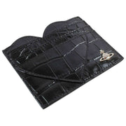Vivienne Westwood Emboss Croc Heart Card Holder - Sort