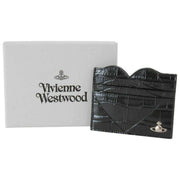 Vivienne Westwood Emboss Croc Heart Card Holder - Sort