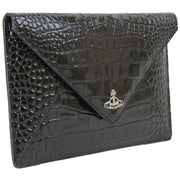 Vivienne Westwood Embossed Croc Envelope Clutch Bag - Black