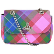 Vivienne Westwood Saffiano Print Small Chain Purse Bag - Candy Tartan Pink