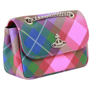 Vivienne Westwood Saffiano Print Small Chain Purse Bag - Candy Tartan Pink