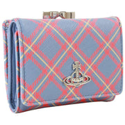 Vivienne Westwood Tartan Printed Saffiano Small Frame Purse - Blue/Orange