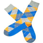 Bassin and Brown Argyle Socks - Grey/Blue/Yellow