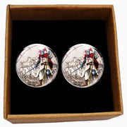 Bassin and Brown Knights Templar Cufflinks - Grey/Blue/Red