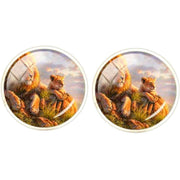 Bassin and Brown Lion Family Cufflinks - Beige/Green/Blue