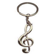 Bassin and Brown Musical Note Key Ring - Silver