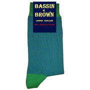 Bassin and Brown Narrow Stripe Socks - Green/Royal Blue