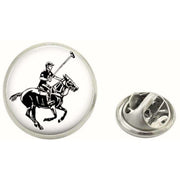 Bassin and Brown Polo Player Jacket Lapel Pin - White/Black