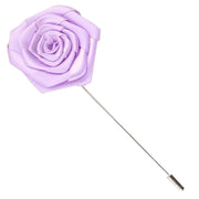 Bassin and Brown Rose Flower Lapel Pin - Bright Lilac