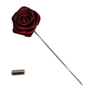 Bassin and Brown Rose Flower Lapel Pin - Wine Red