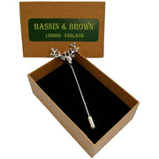 Bassin and Brown Stag Lapel Pin - Silver