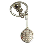 Bassin and Brown Tennis Racquet and Ball Key Ring - Silver