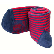 Bassin and Brown Vertical Stripe Midcalf Socks - Mid Blue/Deep Pink