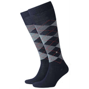 Burlington Preston Knee High Socks - Marine Navy/Grey