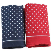 David Van Hagen Classic Polka Dot Handkerchief Set - Blue/Red