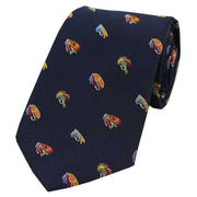 David Van Hagen Fishing Flies Woven Country Silk Tie - Navy