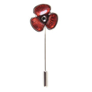 David Van Hagen Poppy Lapel Pin - Red/Silver