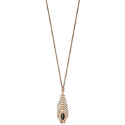 Elements Silver Peacock Feather Pendant - Rose Gold