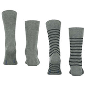 Esprit Fine Stripe 2 Pack Socks - Light Grey