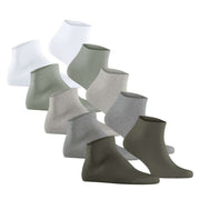 Esprit Solid Mix 5 Pack Sneaker Socks - Olive Mix
