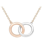 KJ Beckett Interlocked Rings Necklace - Rose Gold/Silver