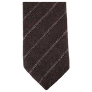 Knightsbridge Neckwear Diagonal Stripe Tie and Pocket Square Set - Brown/White