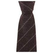 Knightsbridge Neckwear Diagonal Stripe Tie and Pocket Square Set - Brown/White