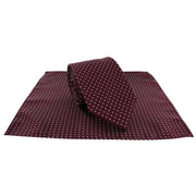 Michelsons of London Spot Polyester Tie and Pocket Square Set - Wine/White