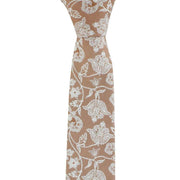 Michelsons of London Sprawling Floral Polyester Tie and Pocket Square Set - Brown