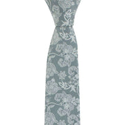 Michelsons of London Sprawling Floral Polyester Tie and Pocket Square Set - Grey