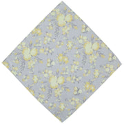 Michelsons of London Textured Springtime Floral Polyester Tie and Pocket Square Set - Silver/Yellow