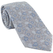Michelsons of London Trailing Vine Floral Silk Tie - Silver/Blue