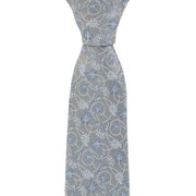 Michelsons of London Trailing Vine Floral Silk Tie - Silver/Blue