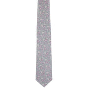 Michelsons of London Trailing Vine Floral Silk Tie - Silver/Pink