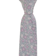 Michelsons of London Trailing Vine Floral Silk Tie - Silver/Pink