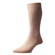 Pantherella Danvers Rib Cotton Lisle Socks - Ligh Khaki