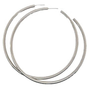 Ti2 Titanium Extra Large Round Hoop Earrings - Natural Polished Silver