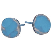 Ti2 Titanium Planished 7mm Stud Earrings - Light Blue