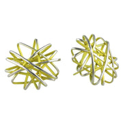 Ti2 Titanium Round Cage Chaos Stud Earrings - Lemon Yellow