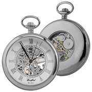Woodford Chrome Plated Open Centre Skeleton Mechanical Pocket Watch - Silver