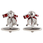Zennor Drum Cufflinks - Red/Silver